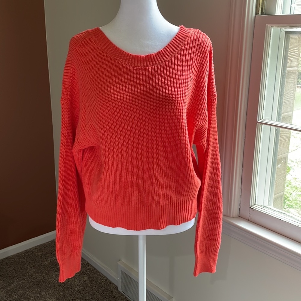 NWT Bright Coral Cropped Sweater